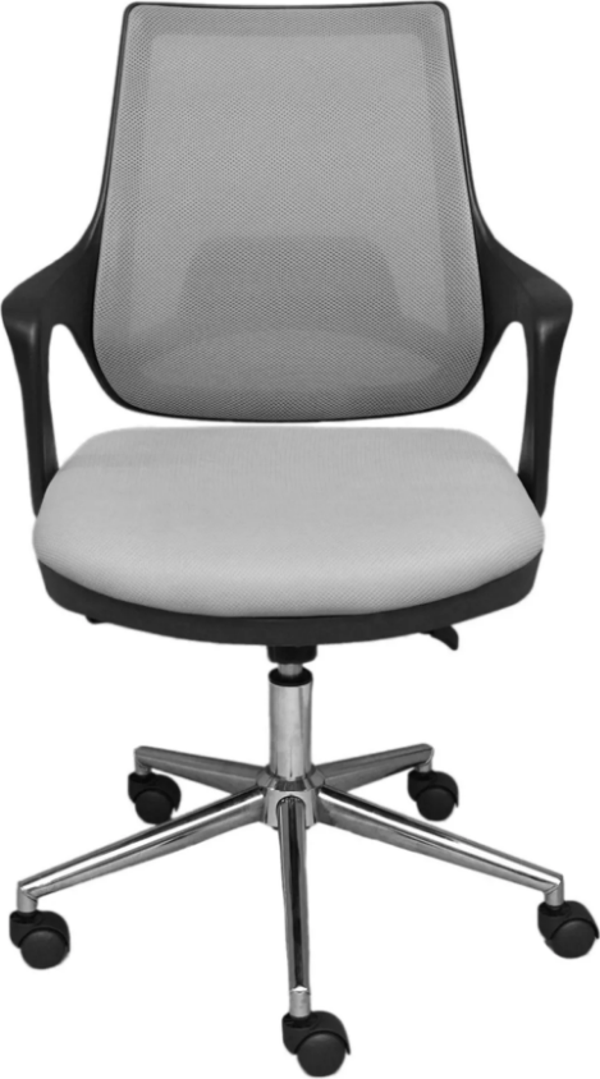 Porziyon Kontez Krom Ayaklı Ofis Büro Öğrenci Çalışma Koltuğu Gri - Image 1