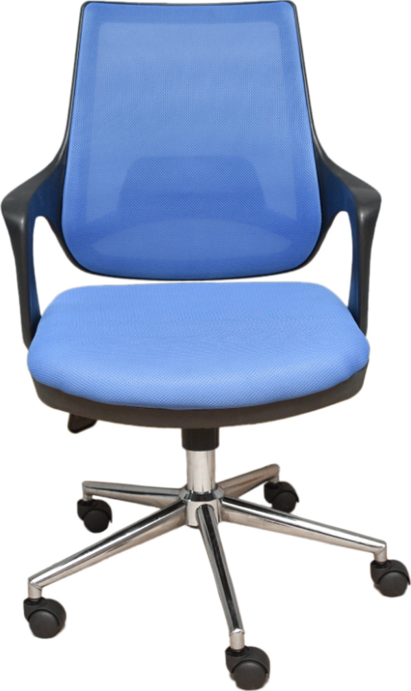 Porziyon Kontez Krom Ayaklı Ofis Büro Öğrenci Çalışma Koltuğu Mavi - Image 1