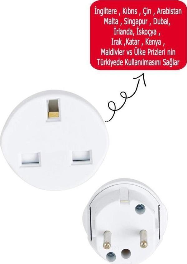İngiliz Çin Kıbrıs Arabistan Dişi Türk Erkek Priz Dönüştürücü -  G Tipi Çevirici Adaptör - Image 1