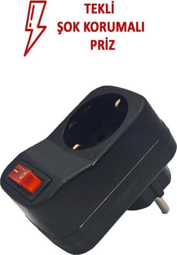 Şahnet Tekli Siyah Anahtarlı Akım Korumalı Fiş Priz  - Şok Korumalı Priz  - Image 1