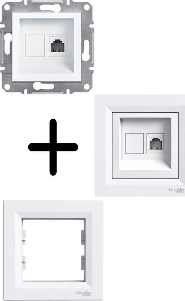 Schneider Asfora Beyaz 1*RJ11 Nümeris - Telefon Priz Çerçeveli - Image 1