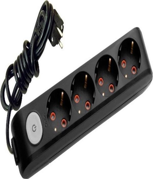 Viko Multi-Let  4 Lü Siyah Anahtarlı  Çocuk Korumalı Grup Priz 3 Mt - Image 1