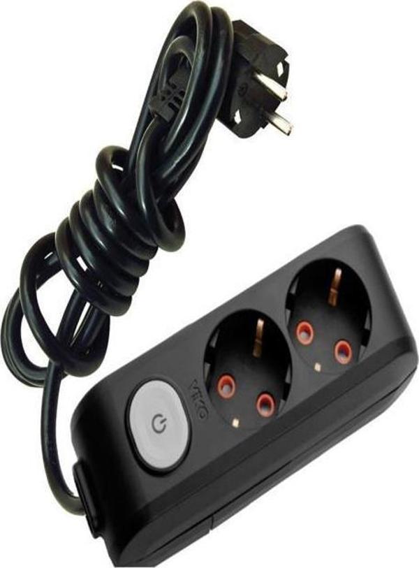 Viko Multi-Let 2 Li Siyah Anahtarlı Çocuk Korumalı Grup Priz 5 Mt - Image 1