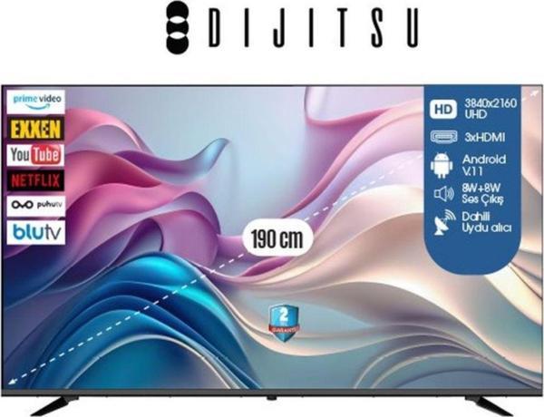 Dijitsu Djitsu 75Dg22000 75" 190 Ekran 4K Uhd Google Led Tv - Image 1