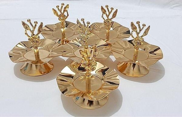 Home & Home Japongülü Lokumluk,Sunumluk, Ikramlık Gold Kahve Yanı 6 Adet - Image 1