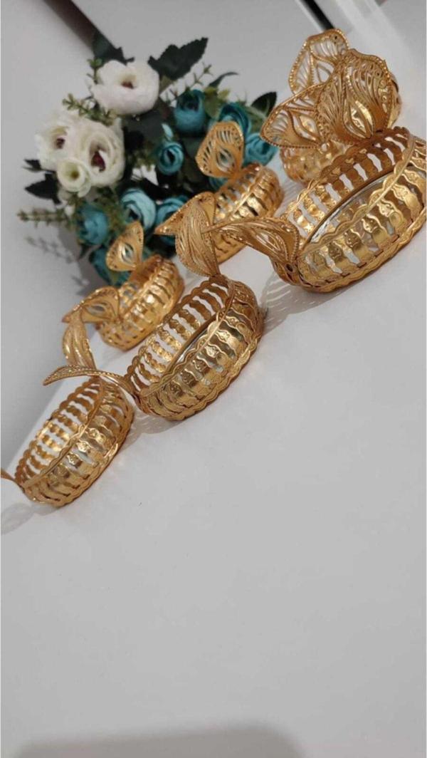 Home Aynalı Motifli Lüx Gold Kahveyanı Lokmluk,Sunumluk 6 Adet. - Image 1