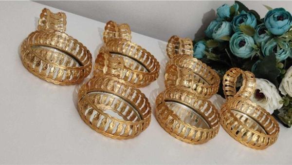 Home Aynalı Motifli Lüx Gold Kahveyanı Lokmluk,Sunumluk 6 Adet. - Image 1