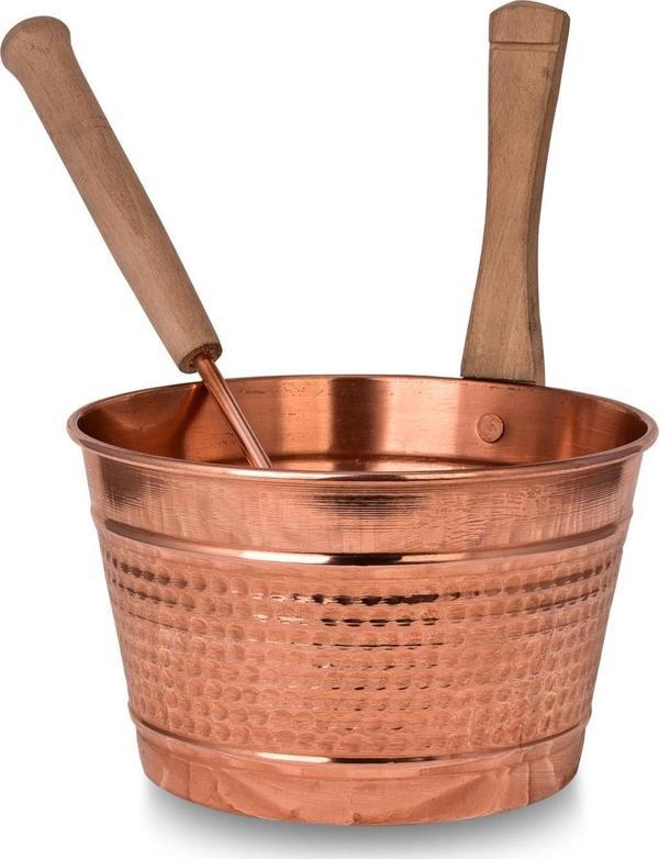 Cobper Premium Collection Bakır Sauna Kovası Kepçeli Takım - Image 1