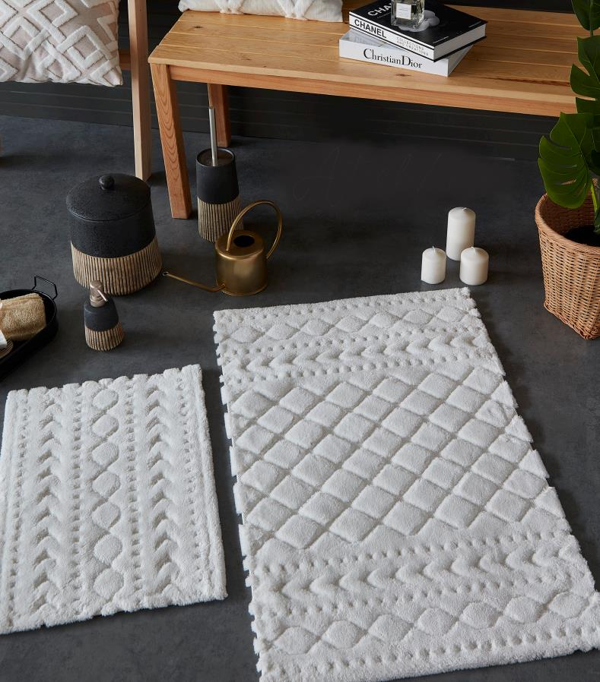 HC&W Aztech 2'li Ekru Banyo Paspası Seti - Image 1