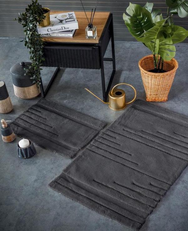 HC&W Vegas Koyu Gri 2'li Banyo Paspası Seti - Image 1