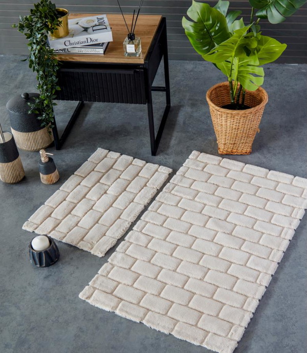 HC&W Wall 2'li Bej Banyo Paspası Seti - Image 1