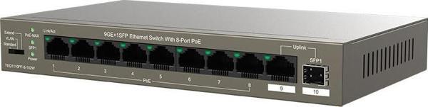 Tenda TEG1110PF-8-102W 9 Port 8 Port Poe+ 10-100-1000 Switch + 1 Port Uplink + 1 Port SFP - Image 1