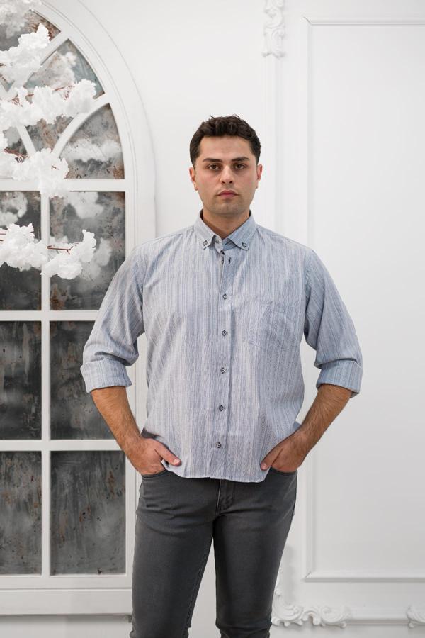 Advante Geniş Ve Rahat Kesim Cepli Çizgili Klasik Erkek Gömlek - Image 1