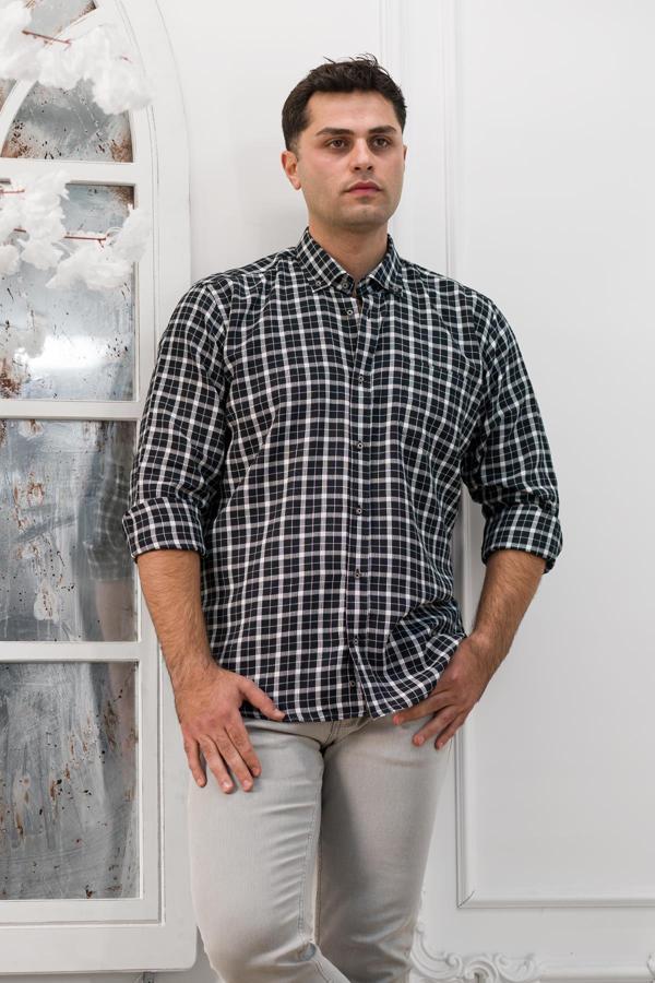 Advante Geniş Ve Rahat(Bol) Kesim Cepli Ekoseli Yaka Düğmeli Klasik Erkek Gömlek - Image 1