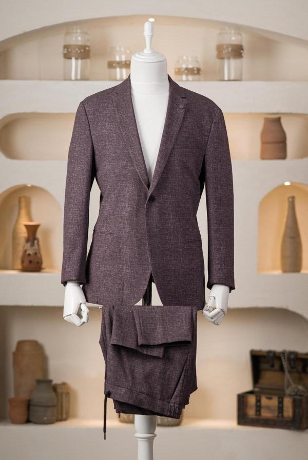 Sir Mono Yaka Yarım Astarlı Çift Yırtmaçlı Likralı Desenli Yazlık Jogger Takım Elbise - Image 1