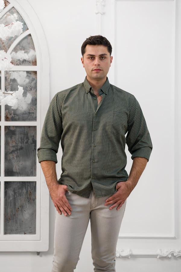 Advante Küçük Kareli Geniş Kesim Cepli Mevsimlik Kumaş Erkek Gömlek - Image 1