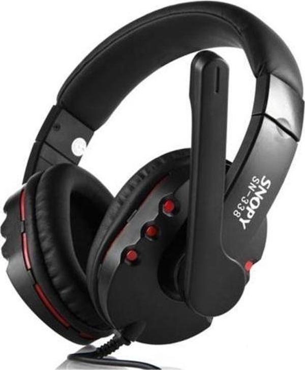 Snopy SN-338 Siyah Kırmızı Mikrofonlu Kulaklık - Image 1