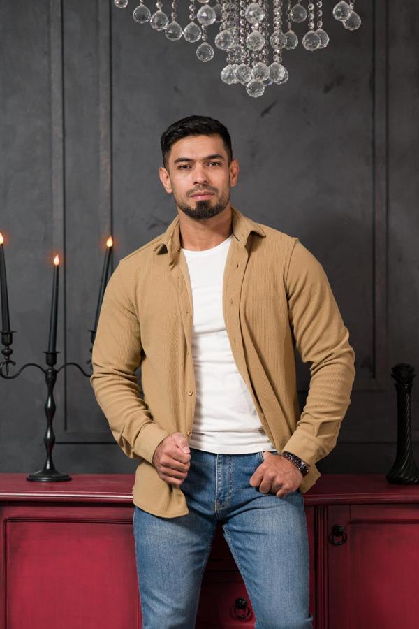 Likralı Fitilli Pamuklu Kışlık Kumaş Regular Fit Gömlek  - Image 1