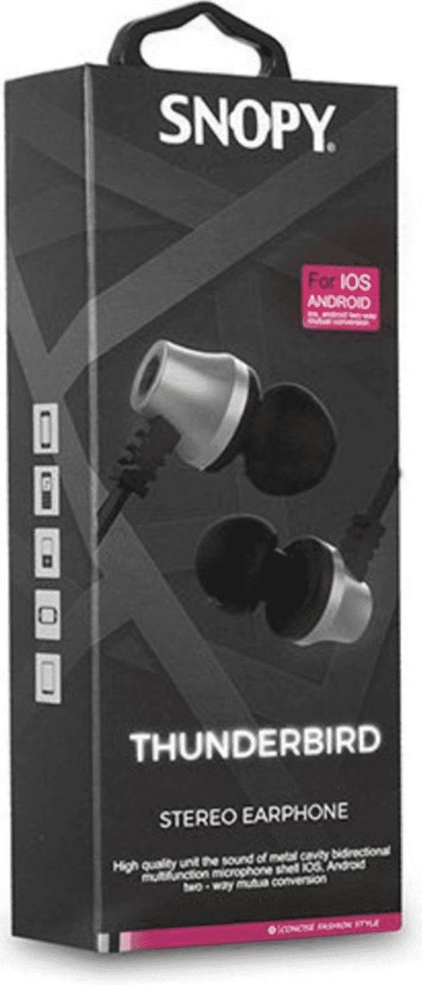 Snopy SN-J02 Thunderbird Mobil Telefon Uyumlu Kulak içi Beyaz-Gümüş Mikrofonlu KulaklıK - Image 1