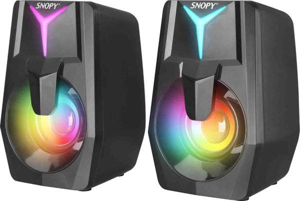 Snopy SN-X22 STYLE 2.0 Multimedia Led Işıklı 3W-2 Siyah USB Gaming Speaker - Image 1