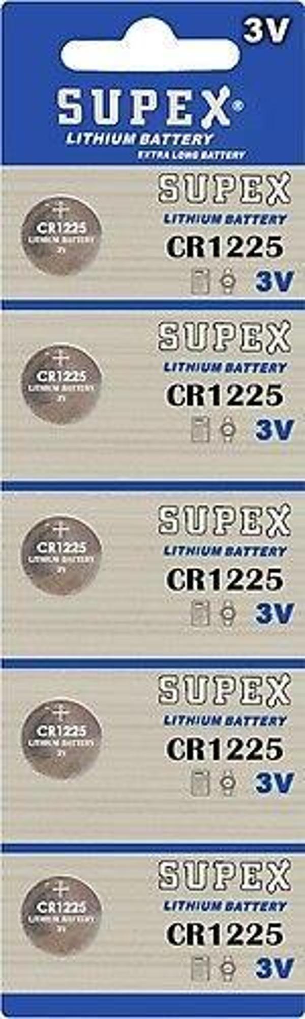 Supex CR1225-C5 3V Lityum Düğme Pil 5'li Paket - Image 1