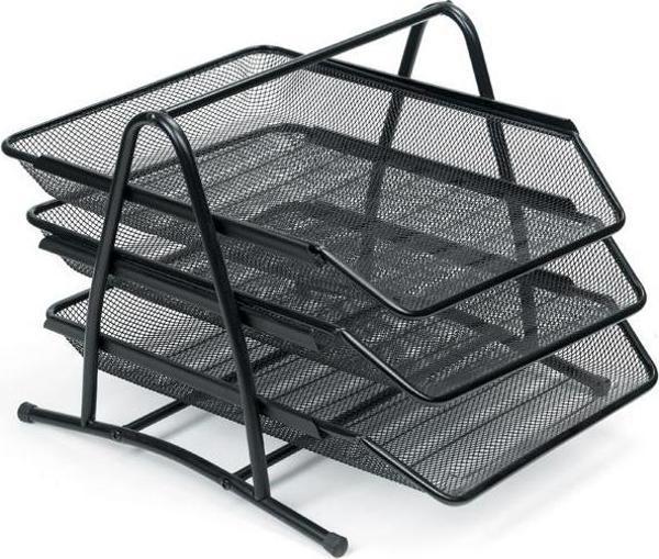 Rubenis Evrak Rafı Metal Perforeli 3 LÜ Siyah 9181 - Image 1