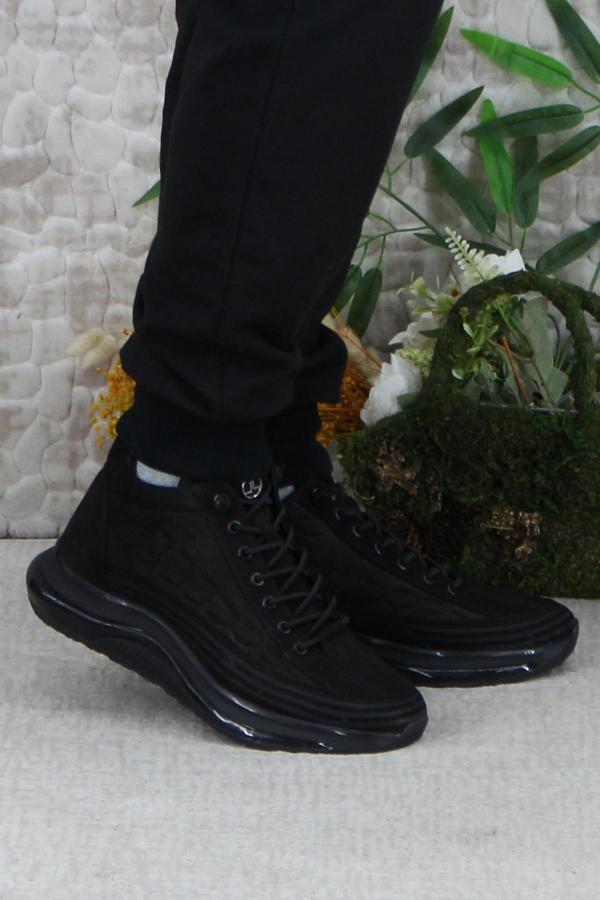 Mehmet Mete 2401 Siyah Nubuk Rahat Lastik Bağcıklı Hakiki Deri Bot - Image 1