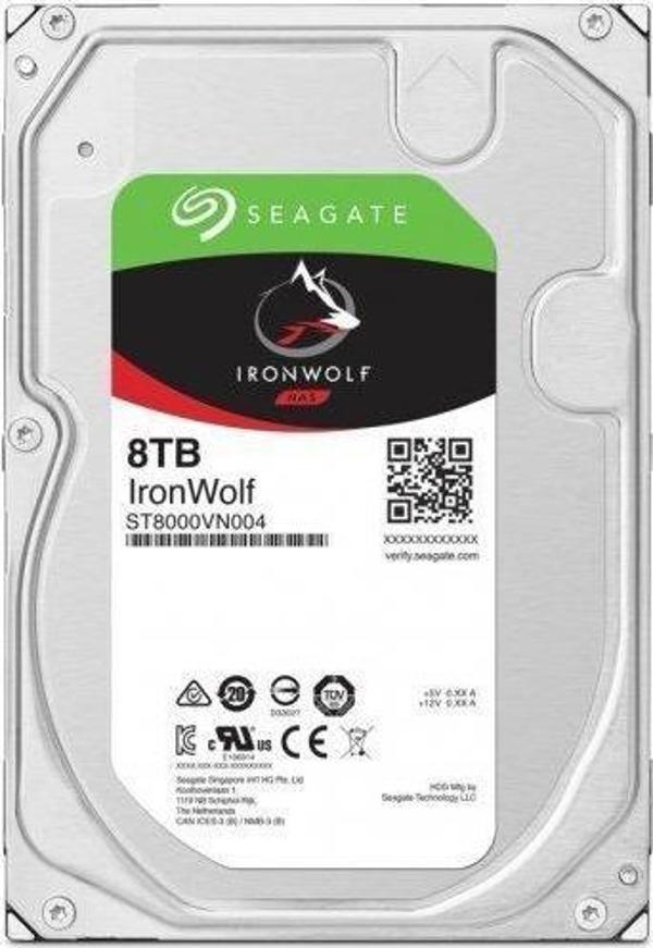 Seagate 8Tb Ironwolf 3,5" 7200Rpm 256Mb Rv Sensör, Sata 3, 7-24 ST8000VN004 Nas Diski - Image 1