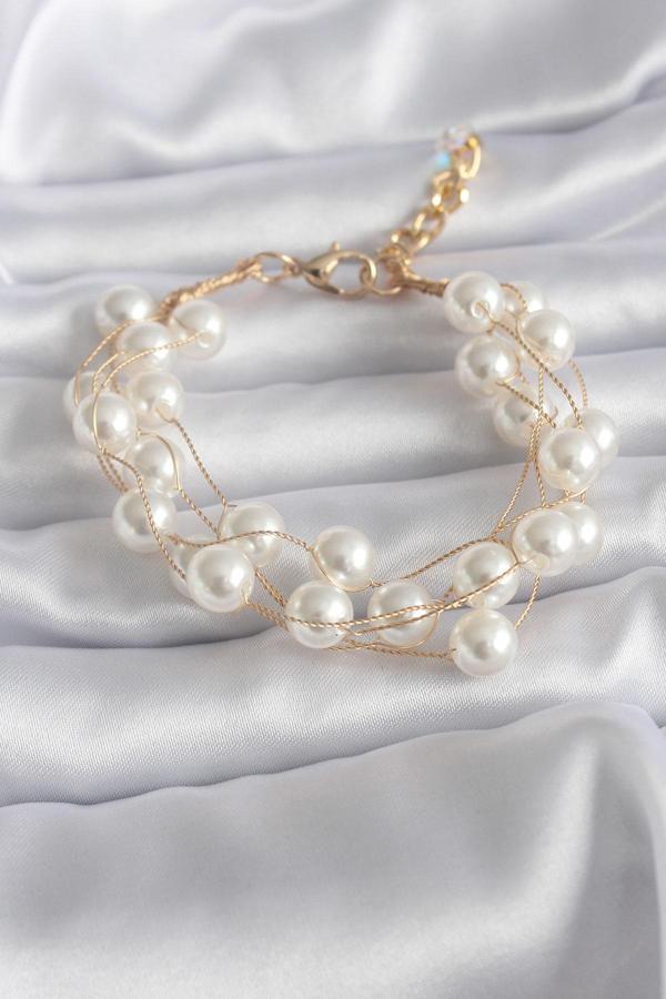 Gold Renk İnci Model Kadın Bileklik - TJ-BB5745 - Image 1