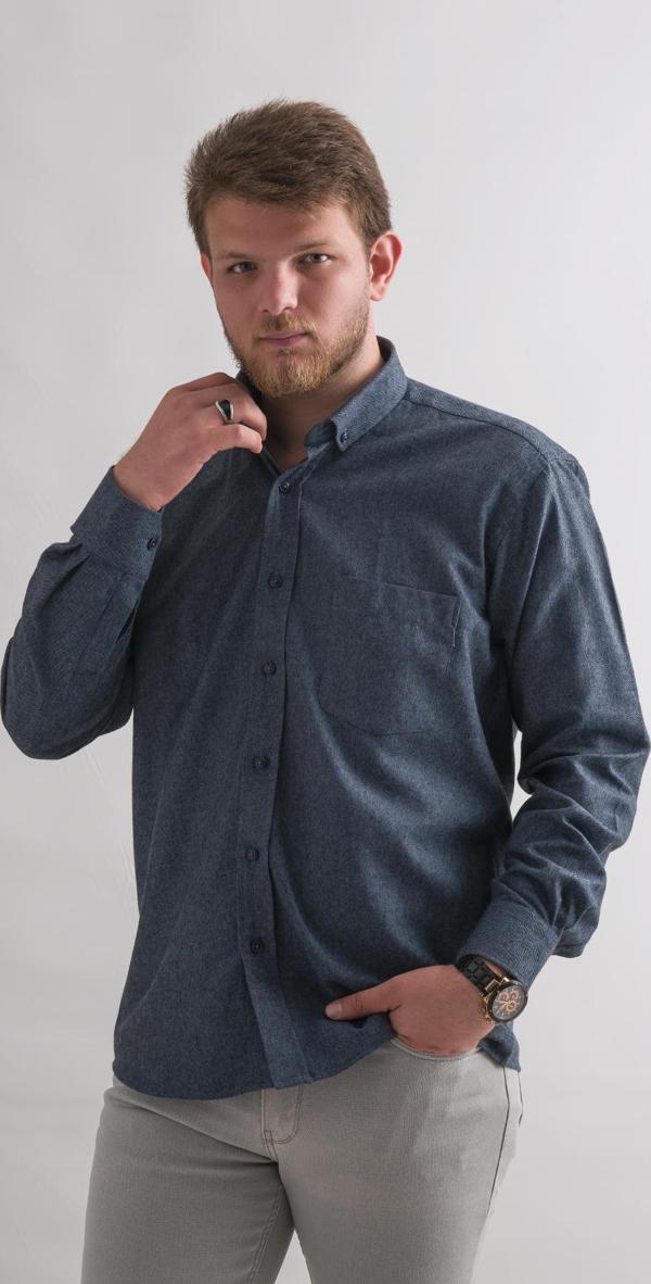 Bican Rahat Kesim Cepli Yaka Düğmeli Kışlık Kumaş Erkek Gömlek  - Image 1