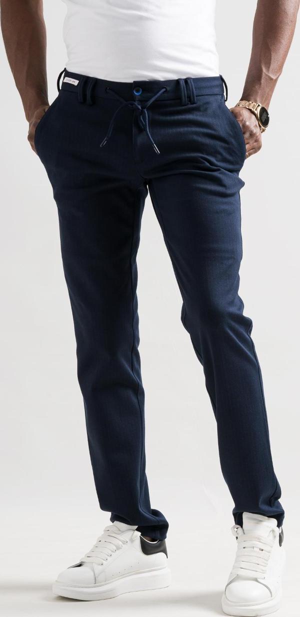 Ecer Slimfit Beli Lastikli Ve İplikli Çizgili Pamuklu Kışlık Kumaş Erkek Jogger Pantolon - Image 1