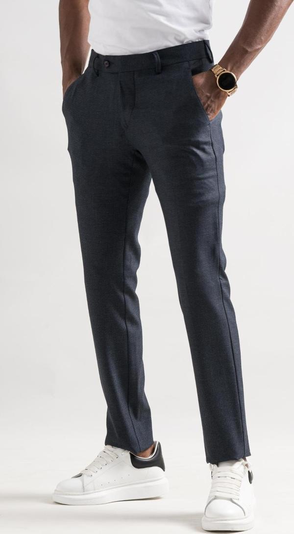 Ecer Slimfit Bitik Kareli Boru Paça Kışlık Erkek Kumaş Pantolon - Image 1