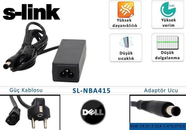 S-link sl-nba415 45w 19.5v 2.31a 7.4-5.0-0.6 Dell Notebook Adaptörü - Image 1