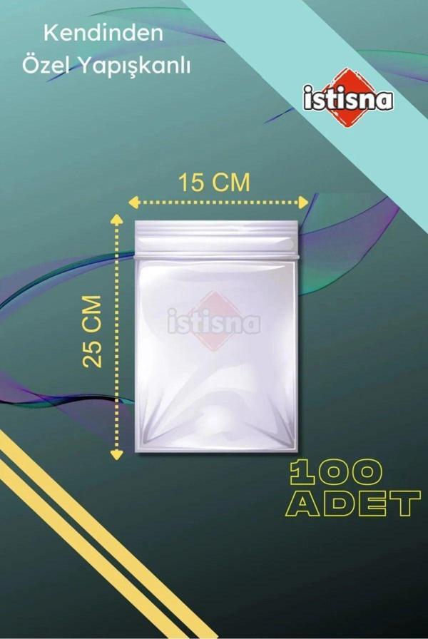 100 Adet 15x25 Cm Kendinden Yapışkanlı Açılıp Kapanabilir Şeker Kurabiye Şeffaf Plastik Poşet Torba - Image 1