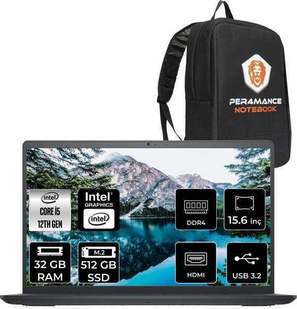 Inspiron 15 3520 Intel Core I5 1235U 32GB 512GB SSD 15.6'' Fhd Fdos Taşınabilir Bilgisayar & SnerTech Çanta - Image 1