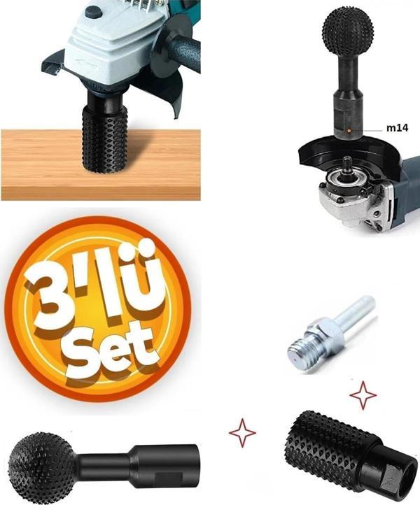 Senbang Küre Silindir Ahşap Oyma Törpü Aşındırma Sondaj Top Avuç Taşlama Ve Matkap Ağaç İşleme Alet Seti 3Lü - Image 1