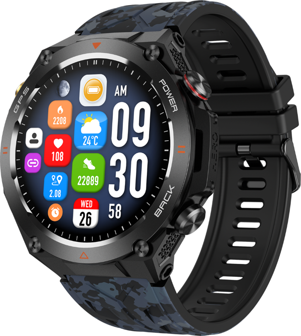 ZCwatch V1024 GPS Outdoor Tank2, Bt Call, Spor Sağlık, 1 ATM Profesyonel Akıllı Saat - Image 1