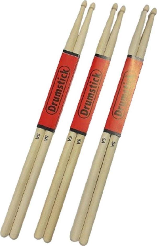 Bade Müzik Baget 5A Profesyonel Sağlam Üst Kalite 3 Çift (Bateri Çubuğu) - Image 1