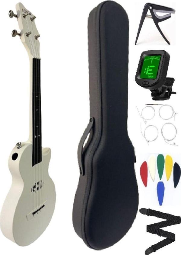 Bade Müzik Carbon Fiber Ukulele Tam Profesyonel Ful Set Beyaz - Image 1