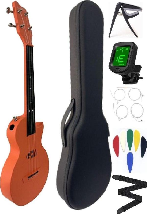 Bade Müzik Carbon Fiber Ukulele Tam Profesyonel Ful Set Mat Turuncu - Image 1