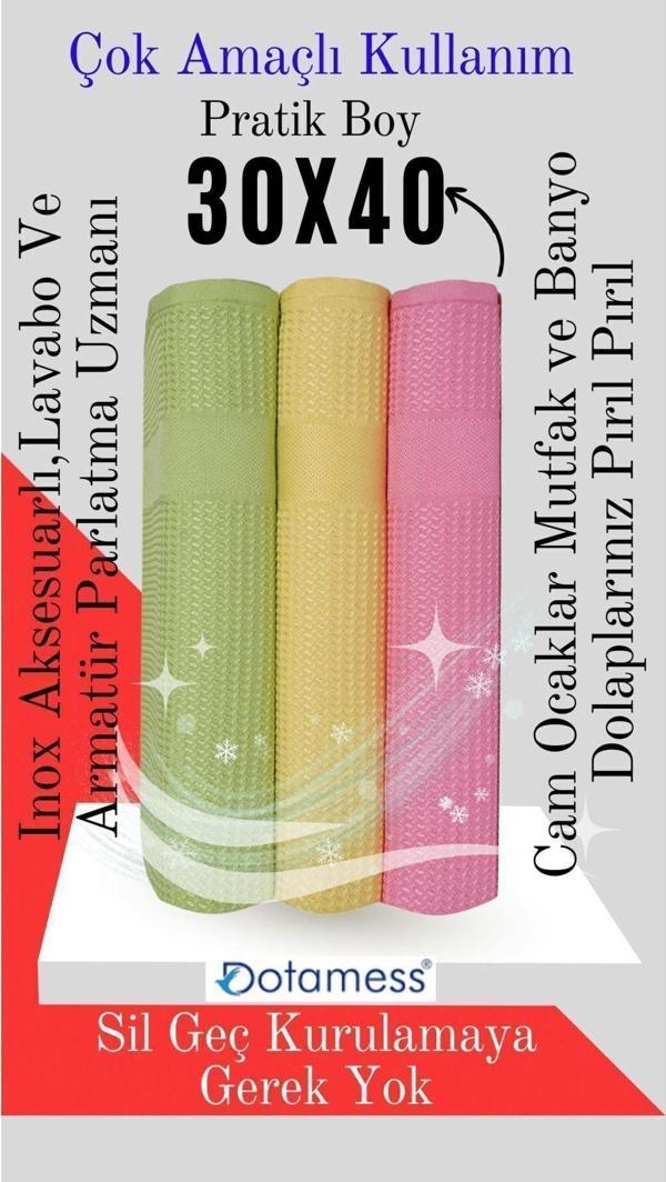 Dotamess 3'Lü Mikrofiber Temizlik Bezi, Cam, Araba Silme Bezi, Mutfak, Fiber Temizleme Bezi 30X40 Cm - Image 1
