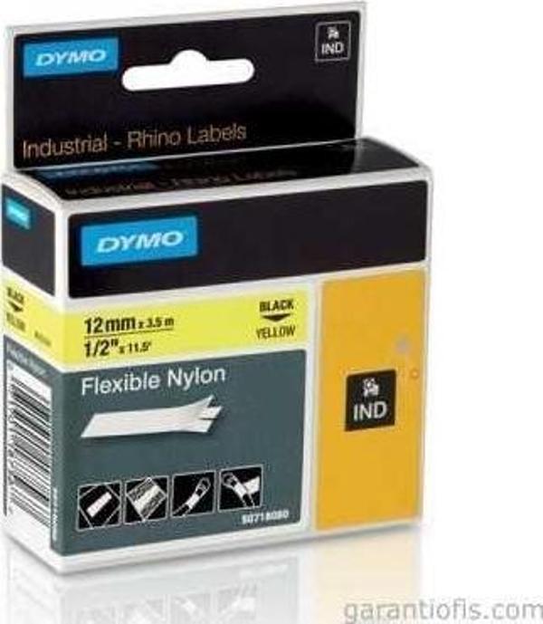 DYMO Rhino Pro Esnek Naylon Serit 12mmx3,5m Sarı/Siyah (18490) - Image 1