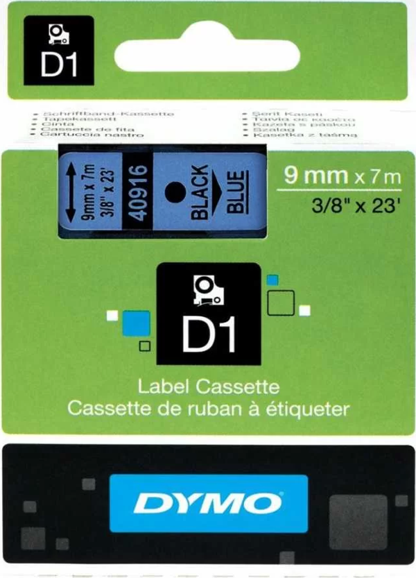 DYMO 40916 Mavi/Siyah D1 Yedek Şerit (9 mm x 7 mt) - Image 1