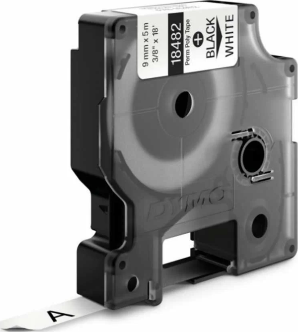 DYMO RhinoPRO 18482 Beyaz/Siyah Sabit Polyester Şerit 9 mm x 5,5 mt - Image 1