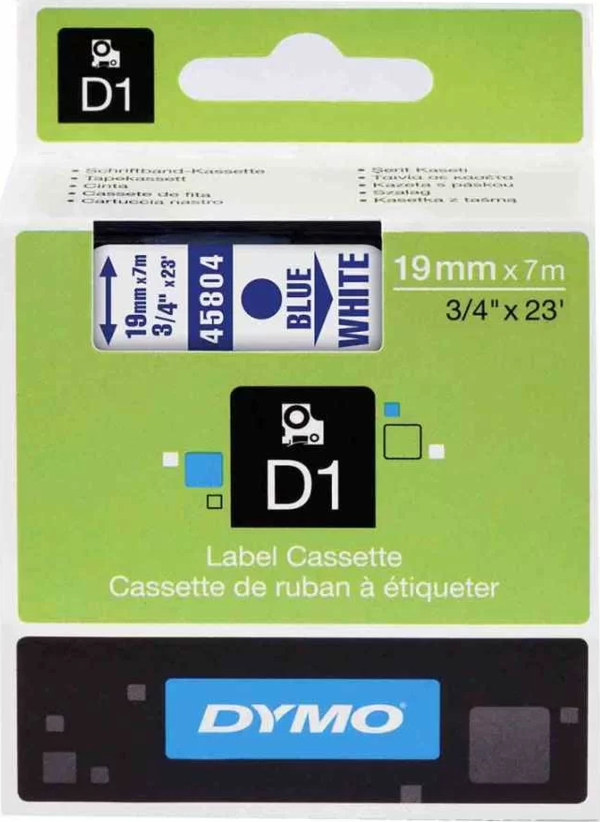 DYMO 45804 Beyaz/Mavi D1 Yedek Şerit (19 mm x 7 mt) - Image 1