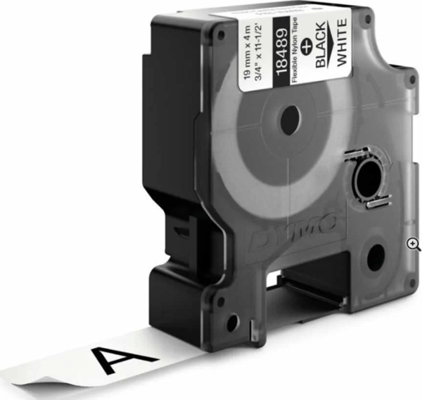 DYMO RhinoPRO 18489 Beyaz/Siyah Esnek Naylon Şerit 19 mm x 3,5 mt - Image 1