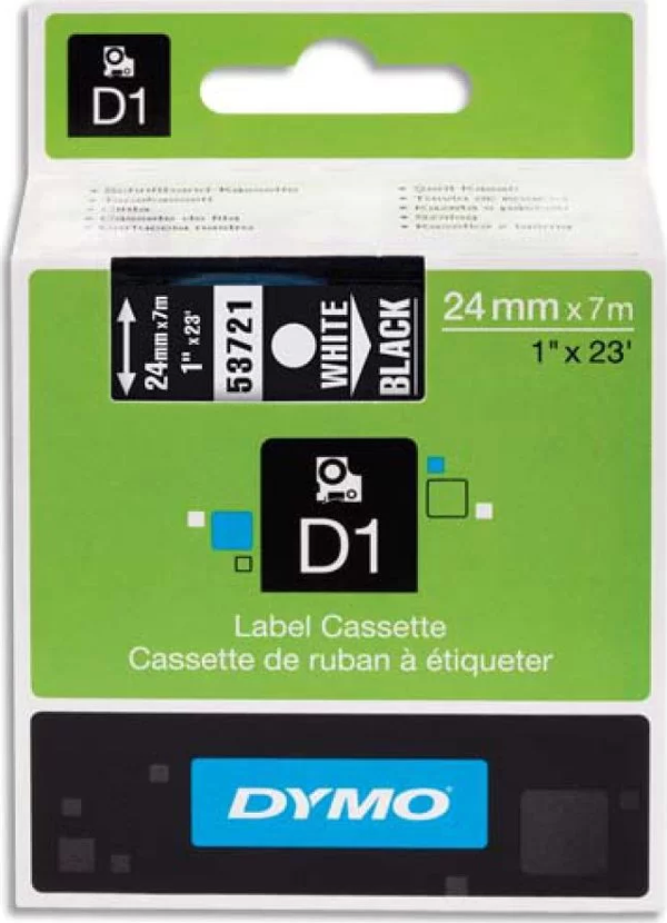 DYMO 53721 Siyah/Beyaz D1 Yedek Şerit (24 mm x 7 mt) - Image 1