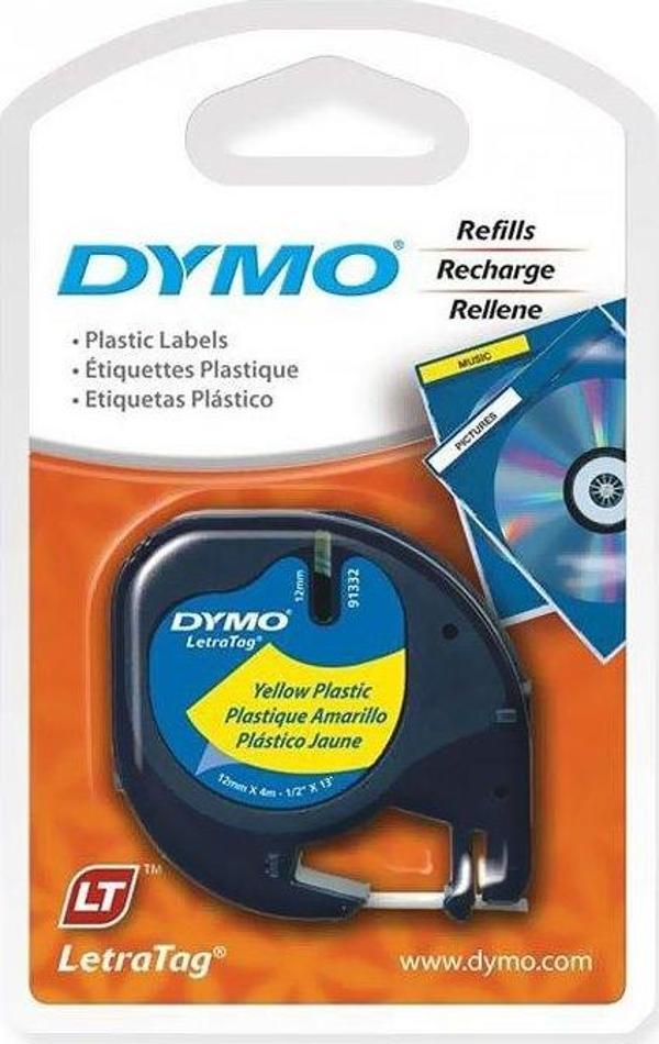 DYMO 59423 LETRATAG PLASTİK ŞERİT 12mmx4m SARI - Image 1