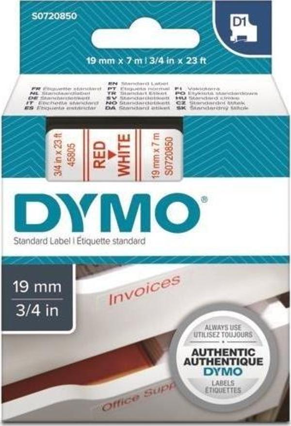 DYMO D1 Beyaz/Kırmızı Yedek Şerit 19mm x 7mt (45805) - Image 1