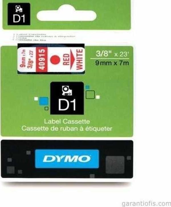 DYMO D1 Beyaz/Kırmızı Yedek Şerit 9mm x 7mt (40915) - Image 1